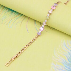 "Elegant Multicolor Rose Gold Bracelet with Designer Gem Accents, XPBL0731